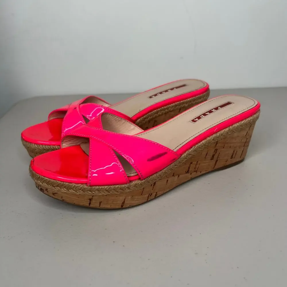Prada Cork Wedge Platform Sandal Size 36.5 - Picture 5 of 11